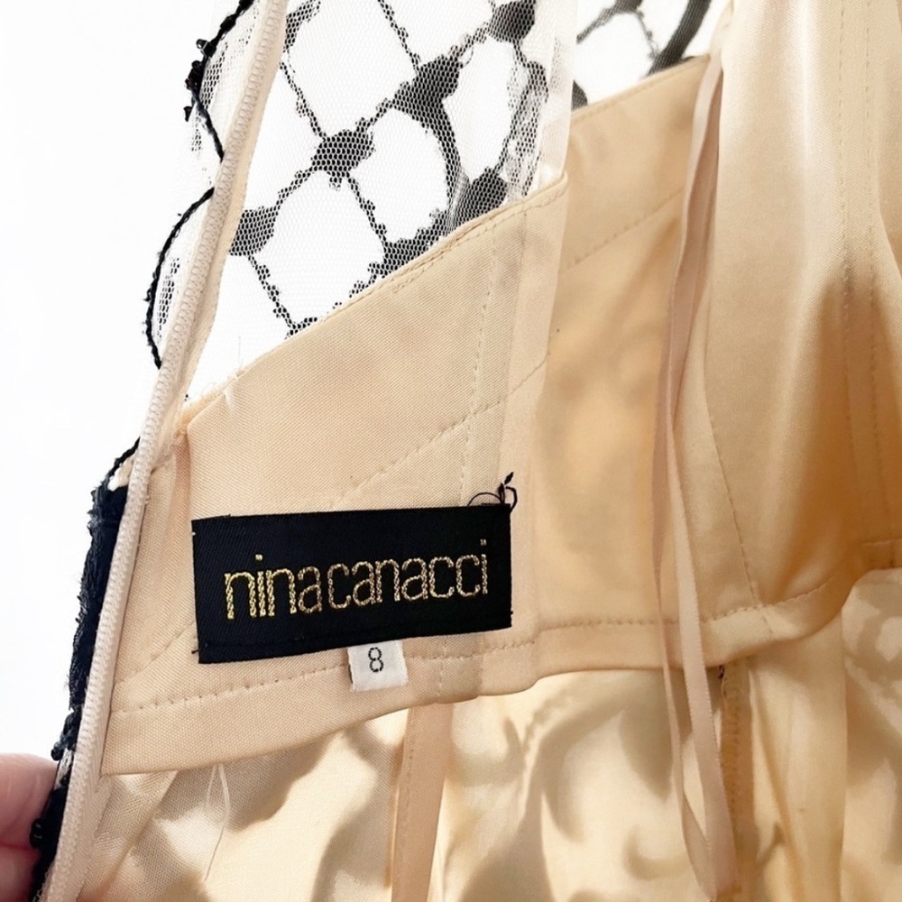 Nina Canacci Beaded Sequin Mermaid Gown Dress in Cream Black - Picture 11 of 12